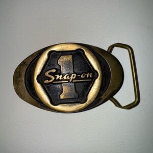 VSnap-On Tools #1 Solid Brass Belt Buckle by BTS - Made in USA - vintage